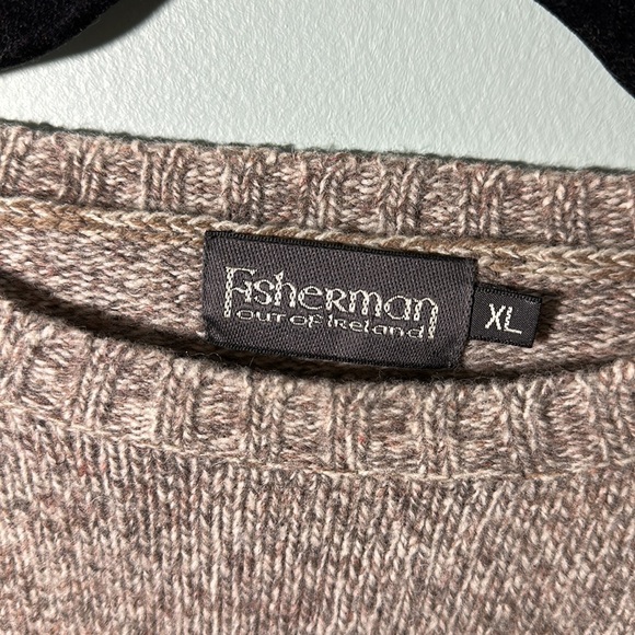 Fisherman Out of Ireland Wool Sweater Mens XL Shetland Wool beige brown - Picture 3 of 6